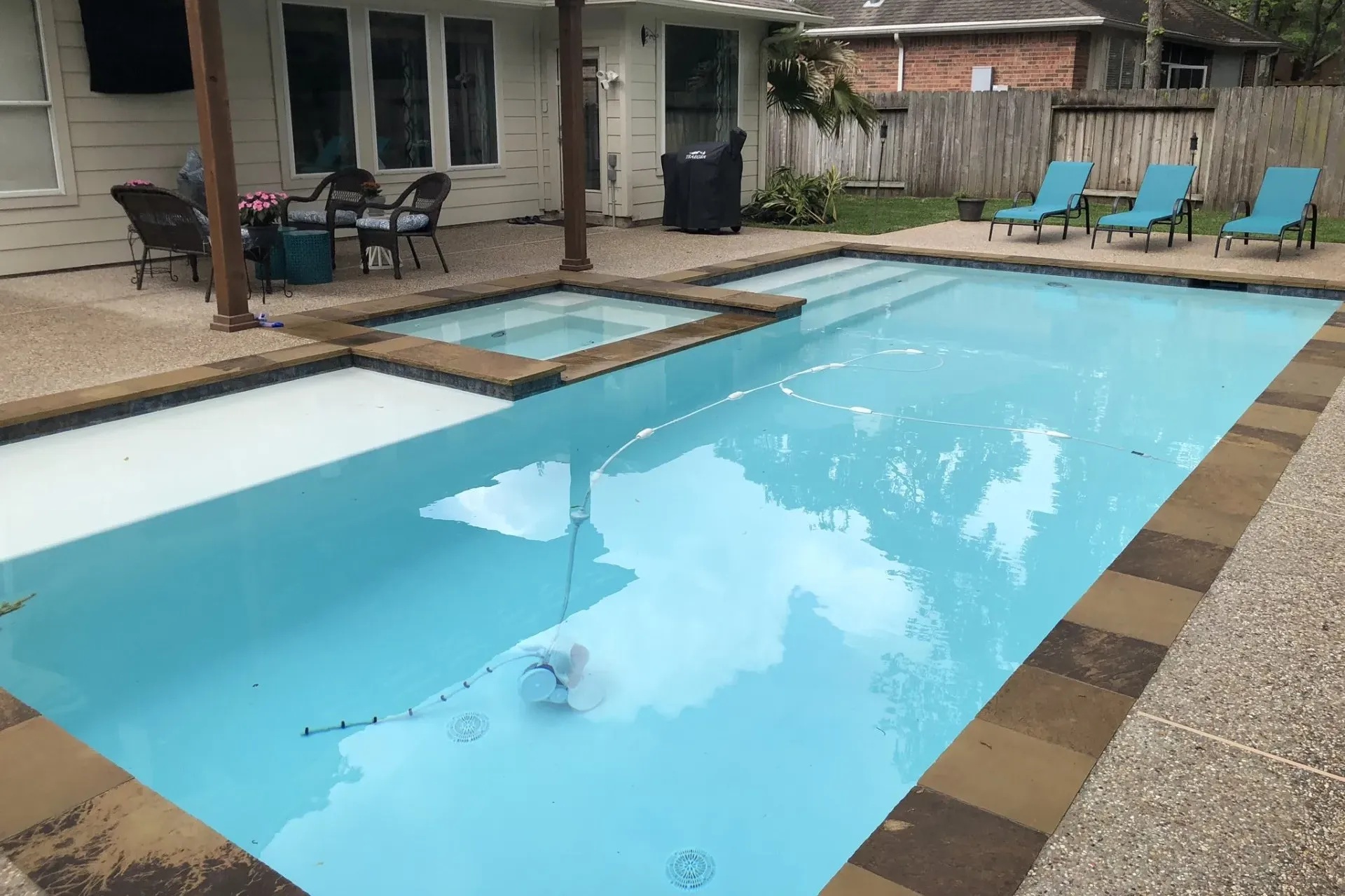 Rectangular Pool and Hot Tub Combo