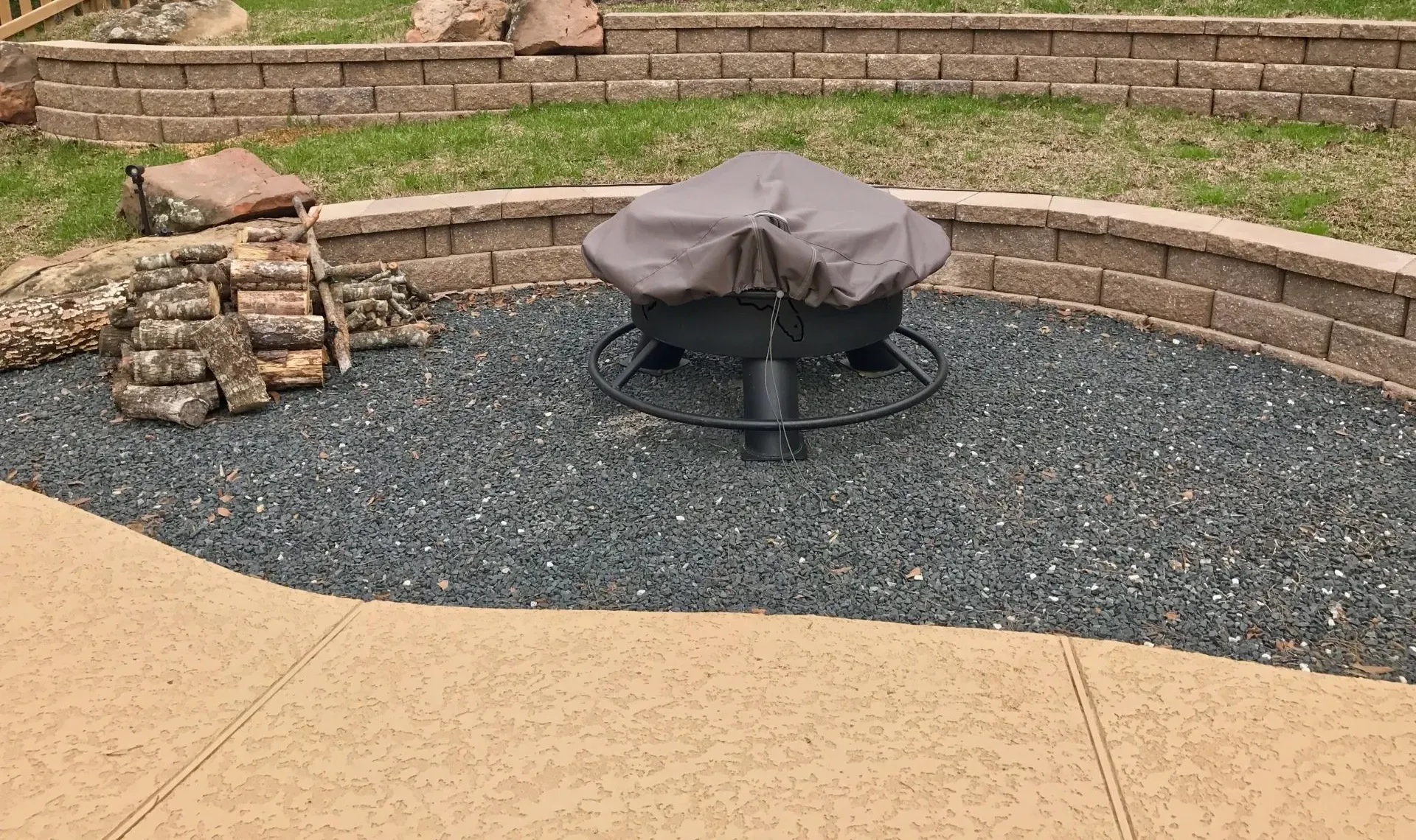 Firepit for Wood, Stone Walls